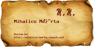 Mihalics Márta névjegykártya